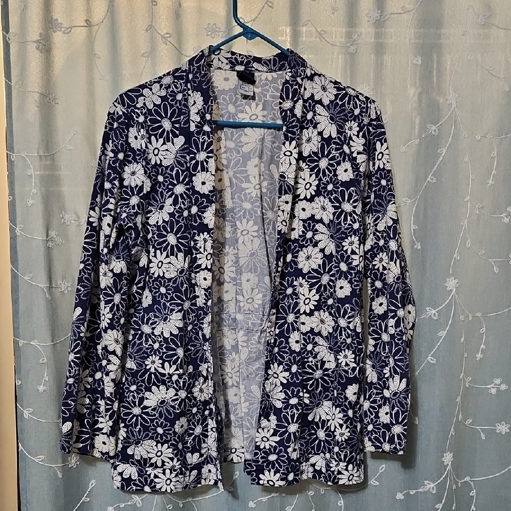 Barco Uniforms Navy and White Floral Scrub Jacket